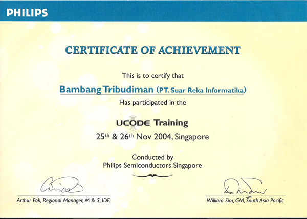 RFID Certificate for Bambang Tribudiman