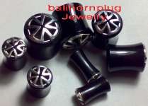 horn,  bone,  stone and wood plugs organic piercing jewelry part,  templr silver sterings 9.25 inlay