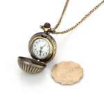 Metal Round Ball Pocket Watch Necklace Pendant Antique Brass