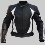 Leather Road Jacket with Rib Design