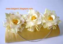 Tas Pesta/ Clutch Bag Satin Bunga Gold