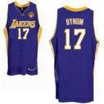 Los Angeles Lakers 17 Andrew Bynum Stitched Purple 2010 Finals Jersey