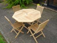 TEAK GARDEN OCTAGONAL SET 4 KURSI + 1 MEJA ( CODE : JD - TK - SET 004 )