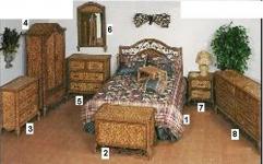 Rattan Brown Bed Set