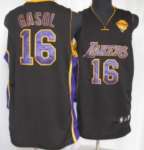 Los Angeles Lakers # 16 Gaslo 2010 The Finals Black With Purple Jersey