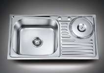 Stainless steel single bowl sink with drain board