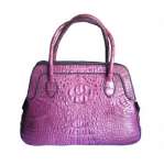 Ladies Genuine Crocodile Leather Weave Handbag in Purple Crocodile Skin