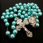Rosario Mutiara Sintetis Biru Muda ( Light Blue Synthetic Pearl Rosary)