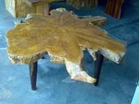 Teak round natural shape coffee table