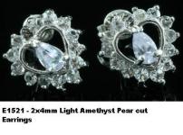 E1521 - 2x4mm Italian Light Amethyst Pear cut Earrings