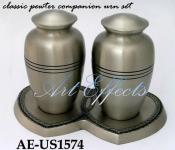 Companion Urn (Solid Brass Classic Pewter Companion Cremation Urns - Classic Silver Companion Urn) !