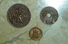 - SOLD - Koin 2,  5Cent,  1 dan 1/ 2Cent Nederlandsch-1945