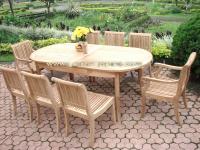 Oval Extending Table and Garden Chairs ( teak outdoor furniture)