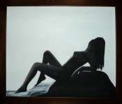 " Sihoullette Naked Girl " Size 25 Cm X 30 Cm,  Acrylic on Canvas by Danarta