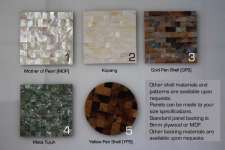 Sea shell panels for interior decorations