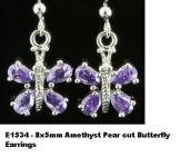 E1534 - 8x5mm Italian Amethyst Pear cut Butterfly Earrings