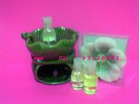 burner oil aromaterapi(terdiri dari 1 tungku dan 3 botol aromateraphy isi 3ml/botol)