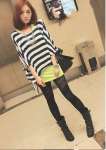 Wholesale Individual Striped Batwing Sleeve Loose T-shirt