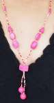 Beaded Wood Necklace ( Pink)