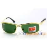 Ray Ban RB3339 Lifestyle Sunglasses Gold Frame with Green Lens on sunglassesgogo com