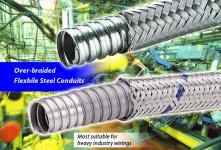 Electric Flexible EMC screening metal conduits, steel wire braided