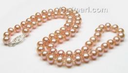 Pink freshwater pearl necklace,  AAA 6.5-7mm (FPN154)