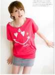 Sweet Smiley face Bat Sleeve Tee 2001 Paypal Discount Wholesale