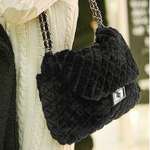 B66270# Diamond plush bag Shoulder Messenger Bag -black