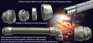High temperature wiring Braided Flexible metal Conduit for steel mill wiring,  BRAIDED FLEXIBLE METAL CONDUIT
