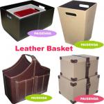 faux Leather magazine, storage, leather basket, 1
