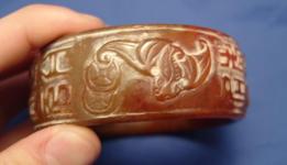 Super&Stunning Hongshan culture Neolithic Nephrite Jade Chinese Bat Bracelet Bangle Carving