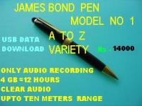 JAMES BOND  PEN ( MODEL NO  1 )  ONLY AUDIO = REAL LOOK= 4GB =12 HOURS - USB DATA DOWNLOAD - PUSH OFF / PUSH  ONN RECORDING - KARACHI ,  LAHORE ,  ISLAMABAD - 021-4388940 ,  03002529922 contact MR. HAMMAD