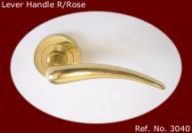 Door Handle Round Rose Brass