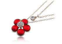 flowers of wild red V necklace