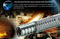 overbraided Electric Flexible steel Conduit resists abrasion and hot metal splashes
