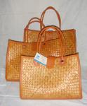 Tas Pandan Brown Kulit SET 3