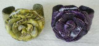 Snakeskin leather set bracelet and ring