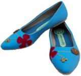 Sepatu Datar - Button in Blue