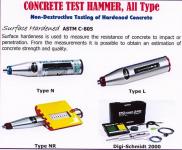 Proceq - CONCRETE TEST HAMMER Type N,  NR,  L/LR,  LB,  DIGI-Schmidt 2000,  ASTM C-805