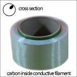 conductive yarn,  carbon inside conductive yarn,  anti static yarn,  conductive filament,  20D/ 3F,  ESD