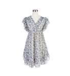 Rural small calico romantic dress blue stamp