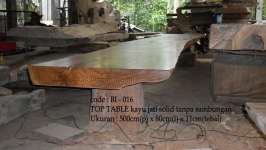 top table kayu jati solid tanpa sambungan ukuran 500x80x11cm