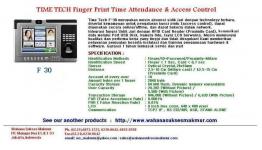 FINGERPRINT Time Attendance & Access Control with COLOUR LCD TIME TECH F30