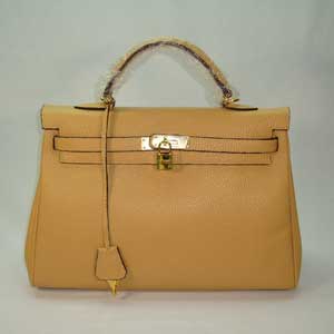HERMES KELLY LEATHER GOLD H/ W 35-APRICOT