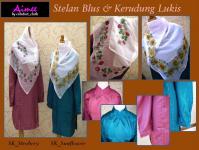 Stelan Blus dan Kerudung lukis AIMEE