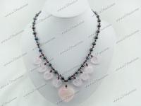 black pearl garnet rose quartz necklace