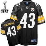 Pittsburgh Steelers # 43 Troy Polamalu Black Team Color 2011 Super Bowl XLV Embroidered Jersey