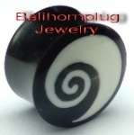 horn,  bone,  stone and wood plugs organic piercing jewelry part,  white spiral inlay