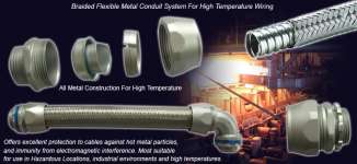 BRAIDED Electric Flexible metallic Conduit resists abrasion OR hot metal splashes for heavy machine wirings