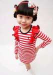 GIRL SHIRT RED STRIPPED ( TOP ONLY ) ( 12)